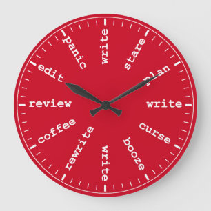 Writer's Clock Funny Author Writer Clock in Red