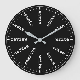 Writer's Clock Funny Writing Job Humourous Clock