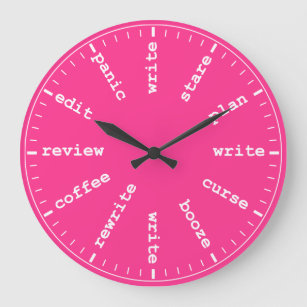 Writer's Clock - Hot Pink Writing Fun Humour