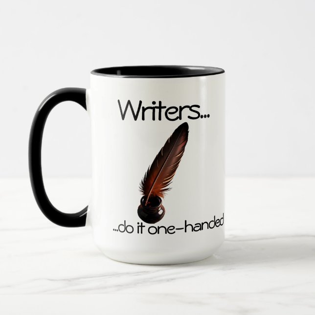 Writers do it one-handed Coffee Mug (Left)