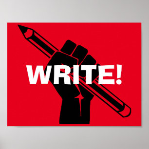 Writer's motivational "Write!" Red Poster