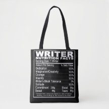 Writer's Nutrition Facts Tote Bag