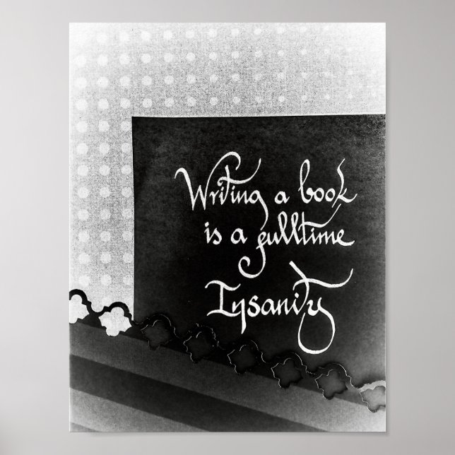 Writing a book author manifesto black and white poster (Front)