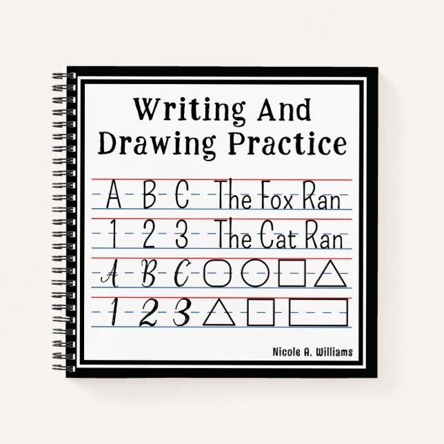 Writing And Drawing Practice Black Square Notebook (Front)