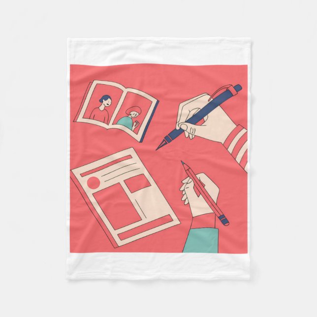 Writing Colourful Expressive Digital Art Illustrat Fleece Blanket (Front)