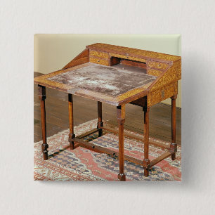 Writing desk, walnut with arabesque marquetry 2 inch square button