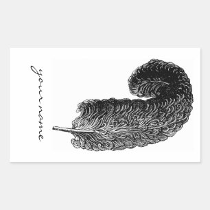 Writing Feather Bookplate Stickers