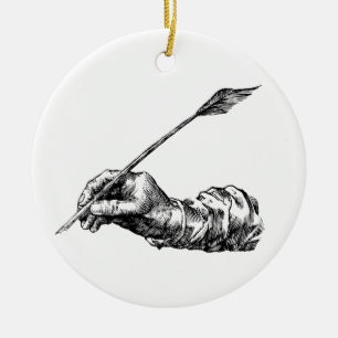 Writing Hand Ceramic Ornament