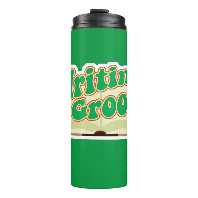 Writing Is Groovy Fun Author Retro Book Style Thermal Tumbler (Front)