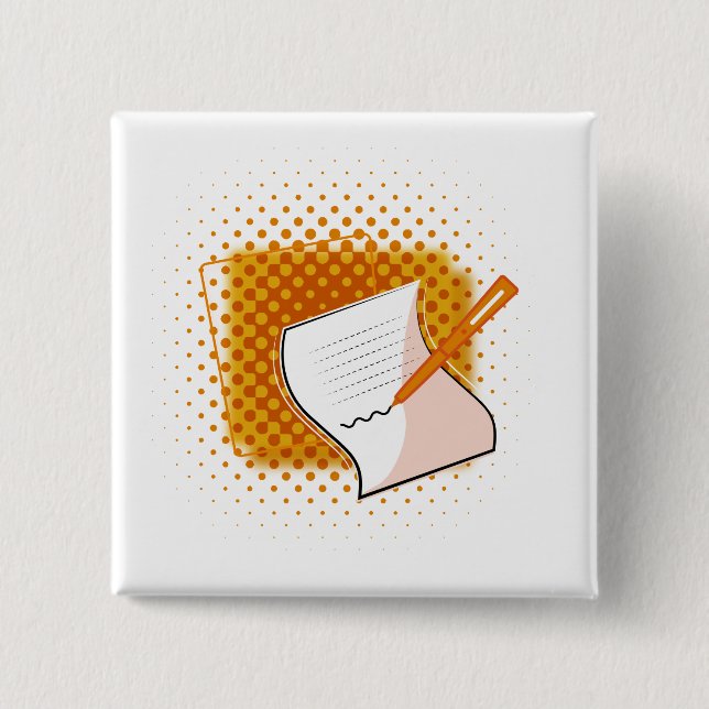Writing Lover  2 Inch Square Button (Front)