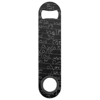 Writing once upon a time black silver kids story speed bottle opener