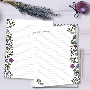 Writing Paper Floral Art Border Lined