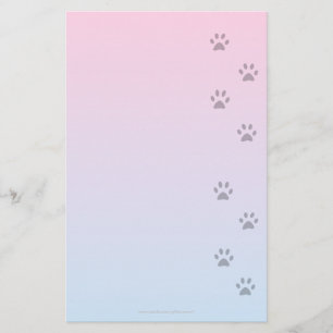 Writing Paper with Cat Footprints