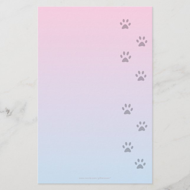 Writing Paper with Cat Footprints (Front)