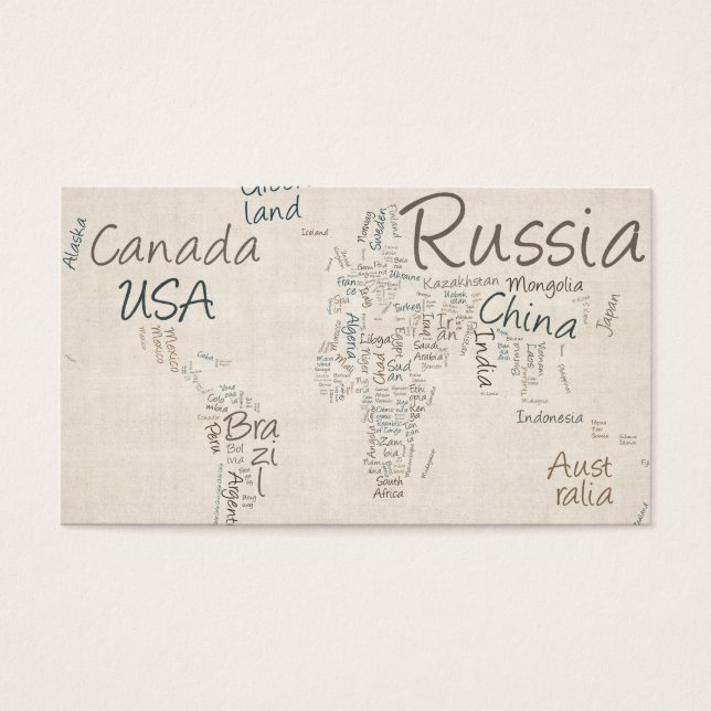 Writing Text Map of the World Map (Front)