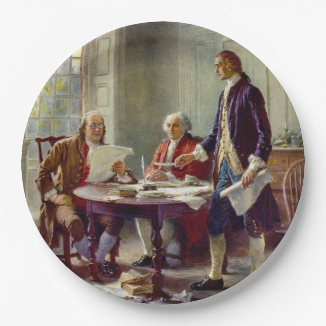 Writing the Declaration of Independence (USA) Paper Plate (Front)