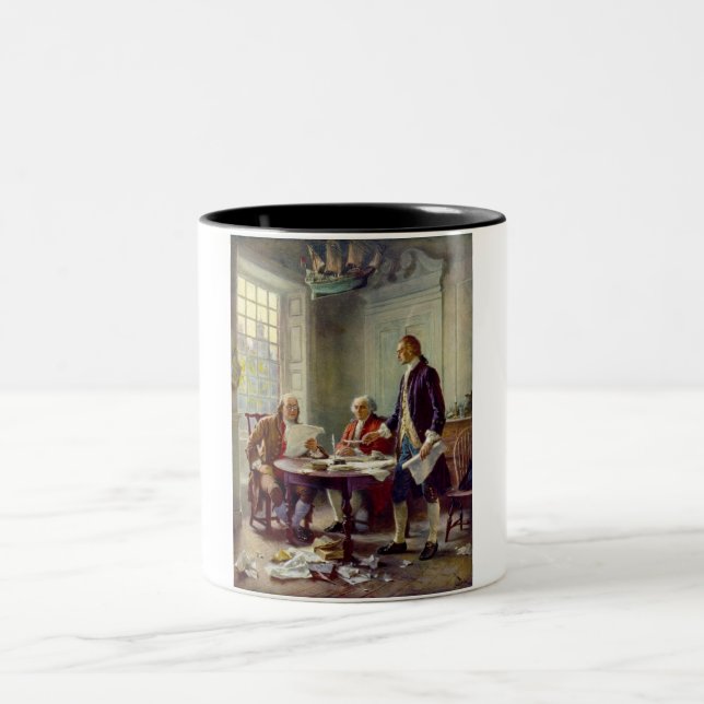 Writing the Declaration of Independence (USA) Two-Tone Coffee Mug (Center)