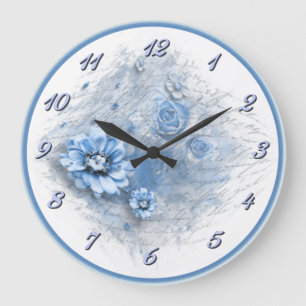 Written In Floral Blue Wall Clock