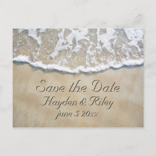 Written in the Sand Beach Save the Date Announcement Postcard