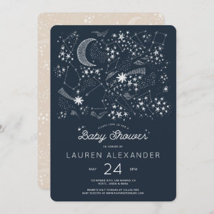 Written in the Stars Baby Shower Navy Invitation