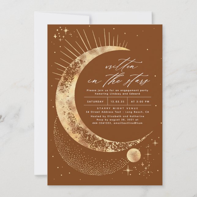 Written in the Stars Celestial Engagement Party Invitation (Front)