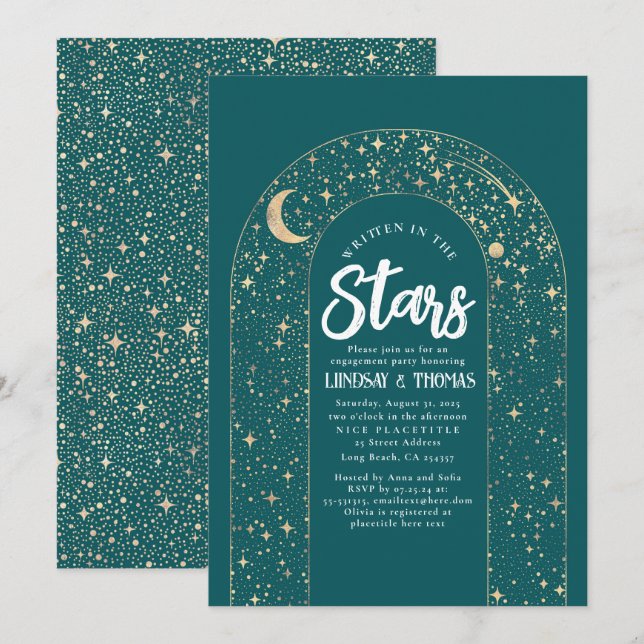 Written in the Stars Celestial Engagement Party Invitation (Front/Back)