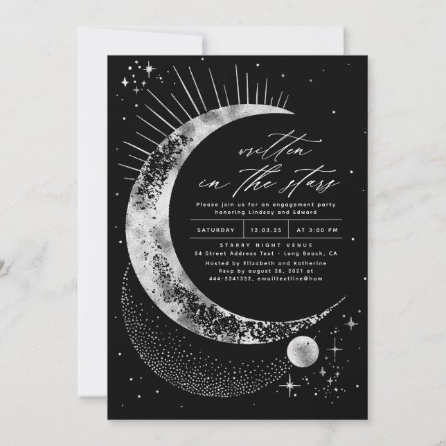 Written in the Stars Celestial Engagement Party Invitation (Front)