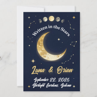 Written in the Stars Celestial Moon Wedding | Navy Invitation