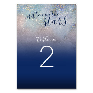 Written in the Stars Celestial Navy Galaxy Wedding Table Number