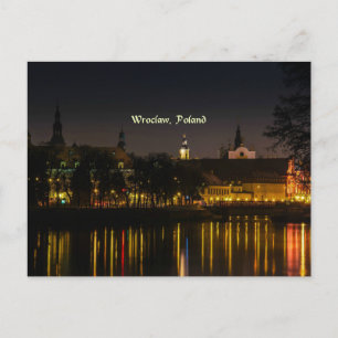 Wroclaw, Poland cityscape photograph, twilight Postcard
