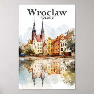 Wroclaw Poland Watercolor Painting Travel Poster