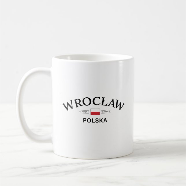 Wroclaw Polska (Poland) Polish Coordinates Coffee Mug (Left)