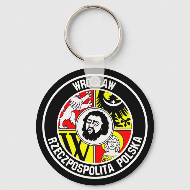 Wrocław Round Emblem Keychain (Front)