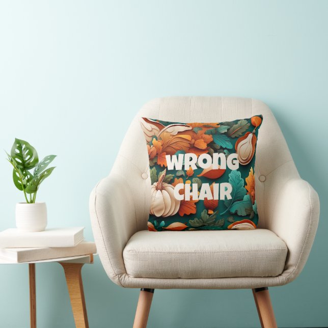 Wrong Chair Decorative Green Fall Throw Pillow (Chair)
