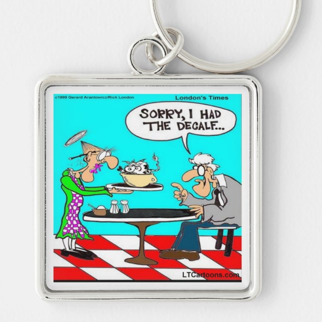 Wrong Coffee Funny Cow Cartoon Gifts & Tees Keychain (Front)