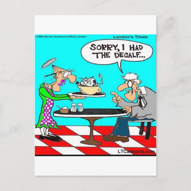Wrong Coffee Funny Cow Cartoon Gifts & Tees Postcard (Front)