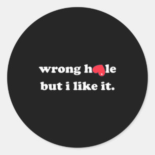 Wrong Hole But I Like It Funny Quote Meme Classic Round Sticker