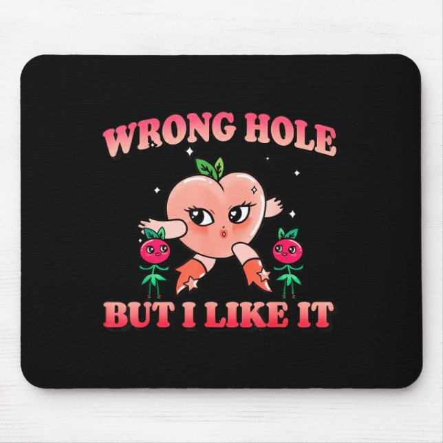 Wrong Hole Peach Naughty Cartoon Retro Adult Humor Mouse Pad (Front)