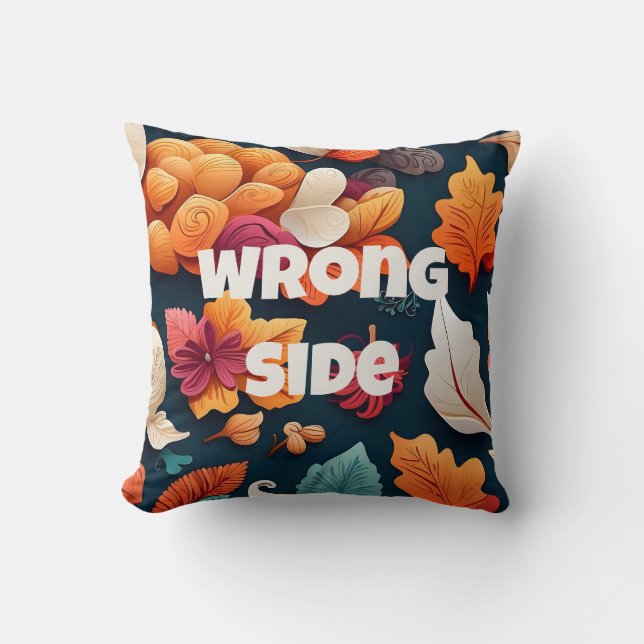 Wrong Side Decorative Fall Throw Pillow (Front)