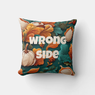 Wrong Side Decorative Greenish Fall Throw Pillow