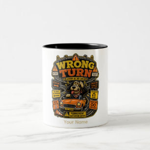Wrong Turn Career Edition Personalized Funny Offic Two-Tone Coffee Mug