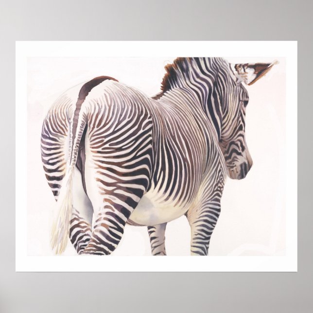 "Wrong Way" Zebra Wildlife Watercolor Poster (Front)