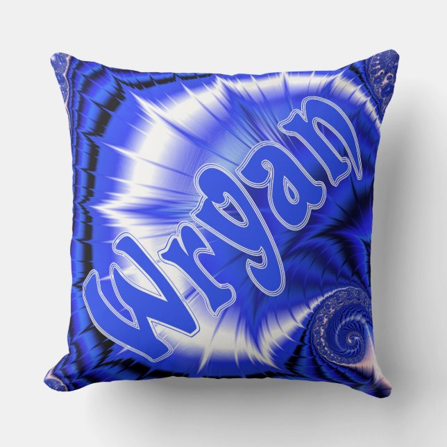 Wryan on BlueFlow Throw Pillow (Front)