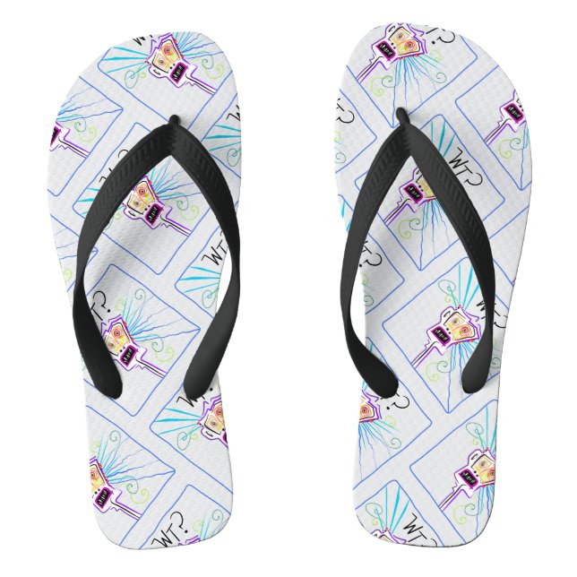 WT? WHAT THE ?? EMOJI Meemogie Flip Flops (Footbed)