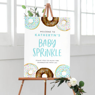 Wtercolor Blue and Chocolate Doughnuts Baby Sprink Poster