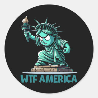 Wtf America Anti-trump Political And Democracy Classic Round Sticker