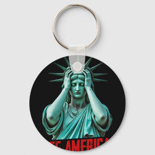Wtf America Statue Of Liberty Anti-trump Political Keychain