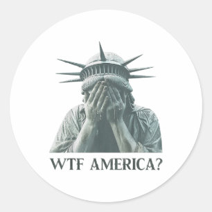 Wtf America Statue Of Liberty Cry Classic Round Sticker
