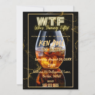 WTF Fifty Men's 50th Birthday Party Download Invitation