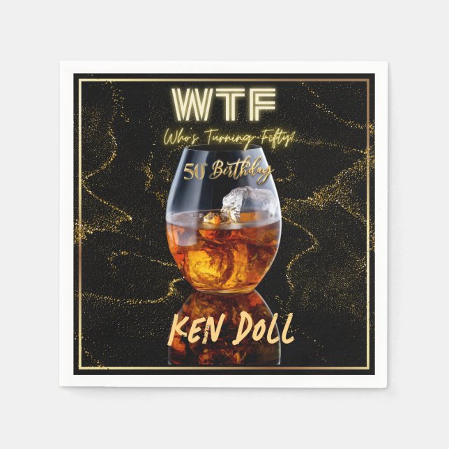 WTF Fifty Men's 50th Birthday Party  Napkin (Front)